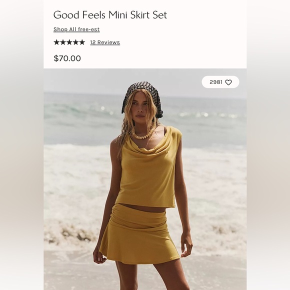 FP Movement by Free People Yellow Mini Skirt Set - Picture 1 of 4